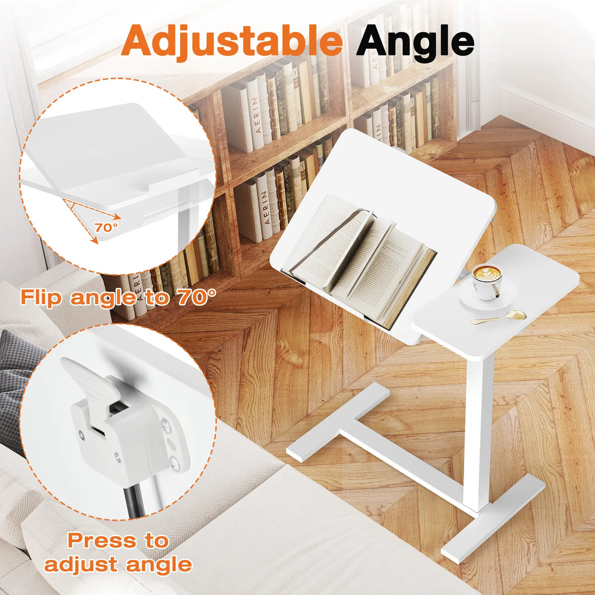 Tiltable, height-adjustable, and movable standing laptop desk