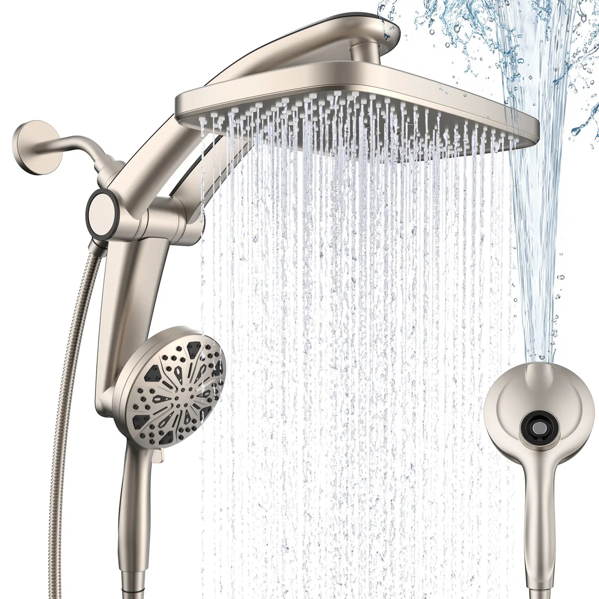 Dock-Free Dual Rain Shower Head Combo